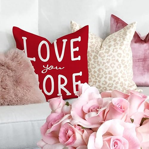 Miniatura 2 de Juego de 4 fundas de almohada para el día de San Valentín de 18 x 18 pulgadas, decoración de San Valentín, diseño de lunares rojos, corazones,