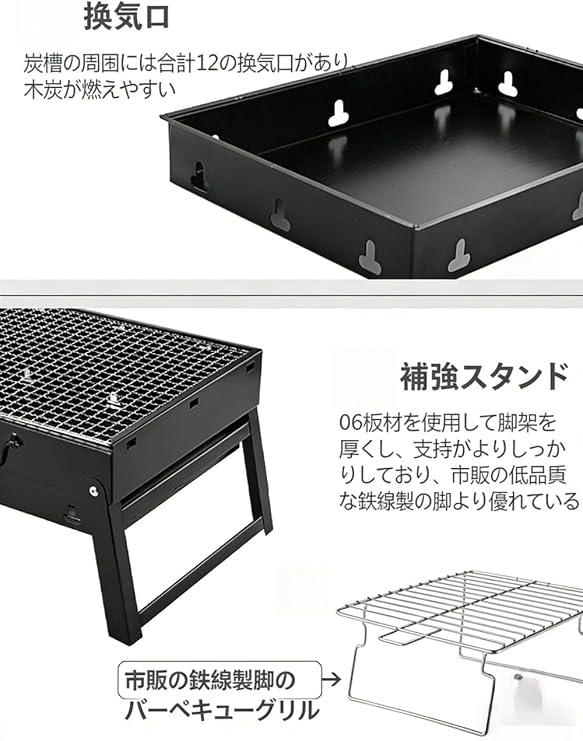 LumoLightポータブル折りたたみビルトイン BBQ グリル 黒色 無煙 炭火式 家庭用・アウトドア用 オーブン機能 43.5*29*23.5センチメートル 並行輸入品