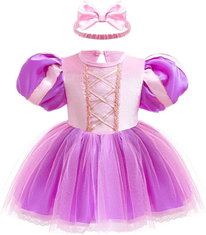 Dressy Daisy mameluco del traje del vestido de la princesa del bebé niña | Tutú de tul, body elegante de cumpleaños y Halloween, incluye diadema