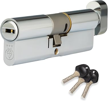 XFORT Colossus Polished Chrome 3 Star Kitemarked Thumb Turn Euro Cylinder Lock 50EX/50T 100mm, British Standard TS007 Anti-Snap Barrel Lock, Upvc Door Lock.