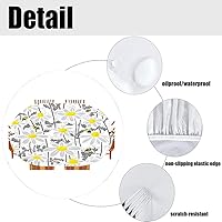 Vista 51 de Mantel ajustable de girasol, patrón de campo rural inspirado en el arte popular, casa de campo, granja, mantel impermeable para interiores y Verde