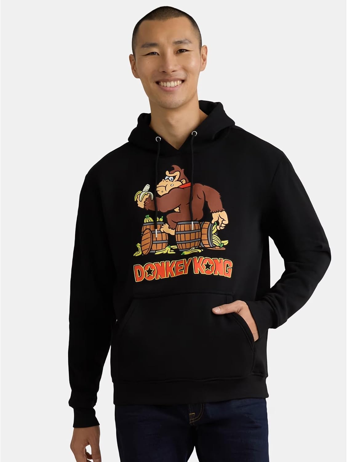 Nintendo Super Mario Hoodie for Men, Fleece Donkey Kong Banana and Barrels Character Hoodie, Super Mario Sweatshirt, S-3XL
