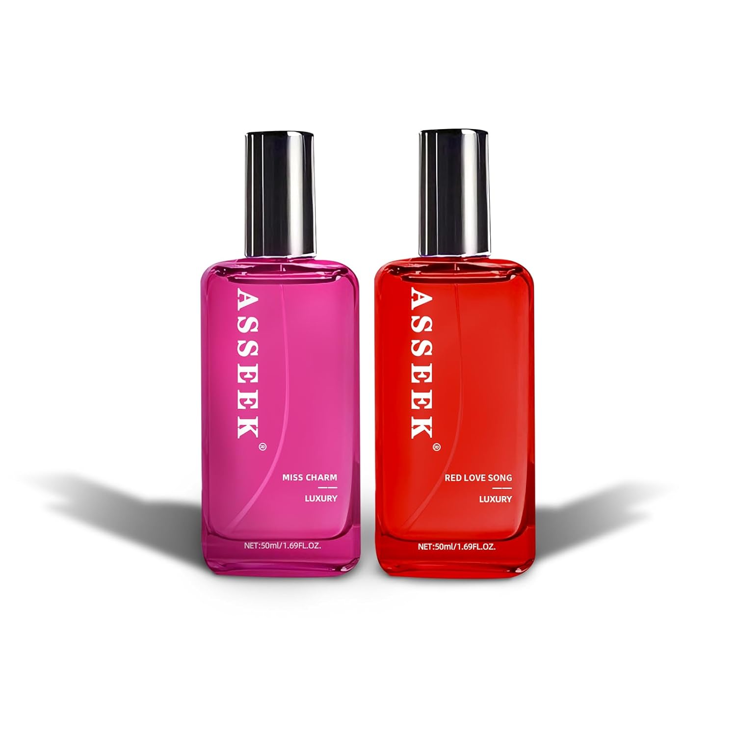 ASSEEK Women's Luxury Fragrance Set - RED LOVE SONG & MISS CHARM Perfume (50ml Each), Floral & Oriental Vanilla Scents, Long-Lasting Eau de Parfum for Women, Gift for Her