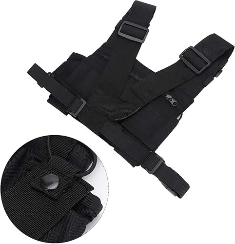 Miniatura 4 de Funda de hombro para radio arnés de pecho, chaleco Walkie-Talkie doble pecho arnés frontal bolsa para lucha contra incendios y militares