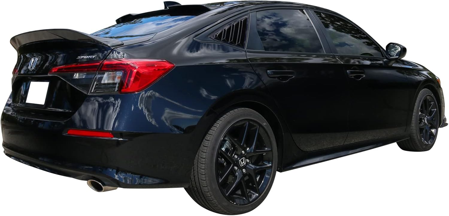 IKON MOTORSPORTS, Window Louver Compatible with 2022-2026 Honda Civic 11th Gen 4-Door Sedan, Gloss Black ABS Plastic Side Vent Window Scoop Louver Cover Trim Pair