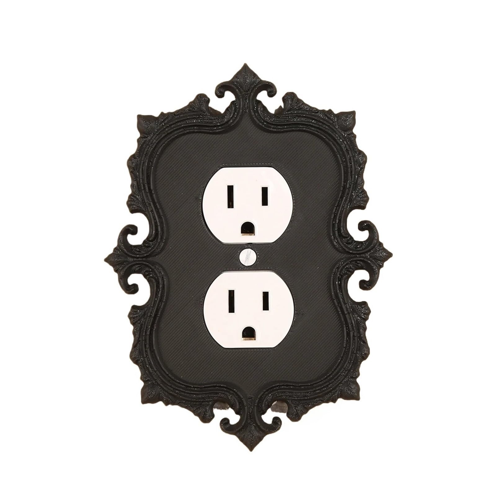 Gwyzax 2140-B Light Switch Surround Retro Carved Switch Plate Cover 4-Pack Matte Black Abs Wall Panel