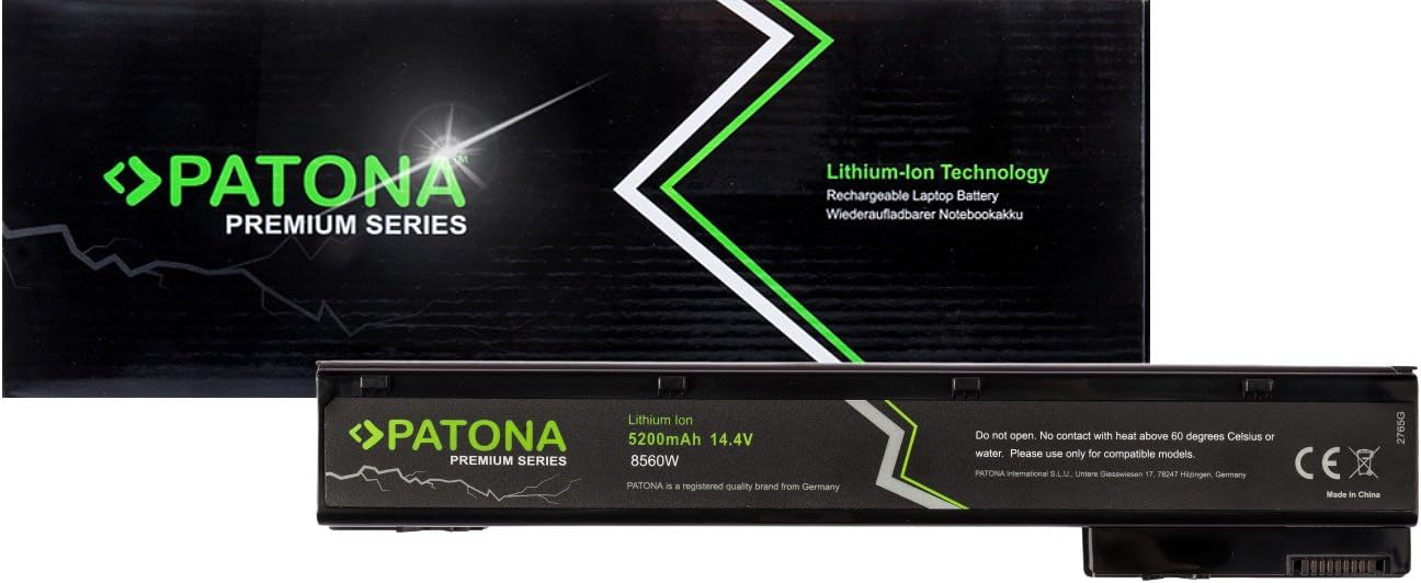 PATONA Premium Laptop Battery (5200mAh) compatible with HP EliteBook 8560w 8570w 8760w 8770w (Samsung inside) does not protrude beyond the case