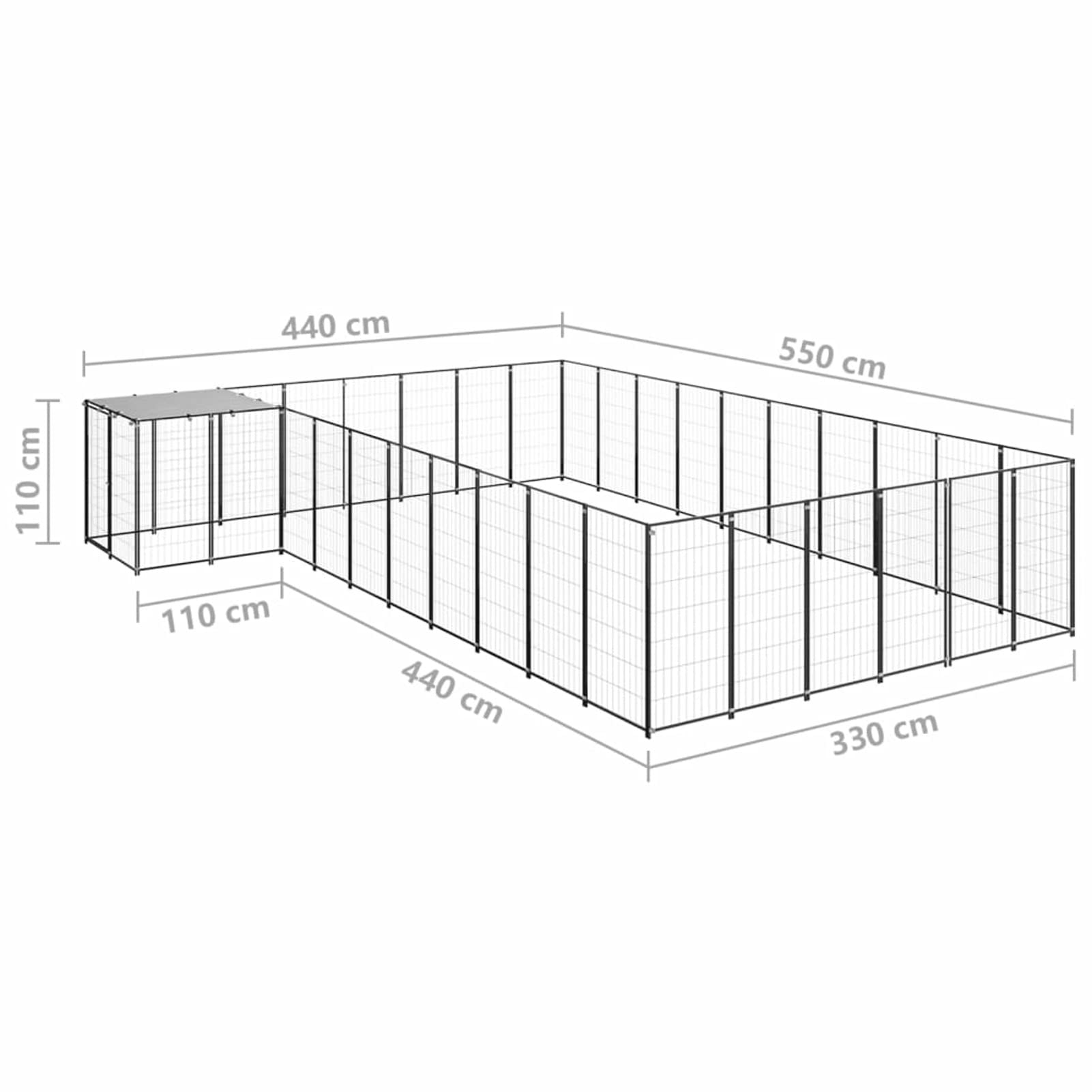 ZEYUAN Gabbia per Cani da Esterno Recinto per Cani Recinto per Cani da Esterno Gabbia Cane Gabbia per Cani Gabbia per Cani Nera 19,36 m² in Acciaio EE