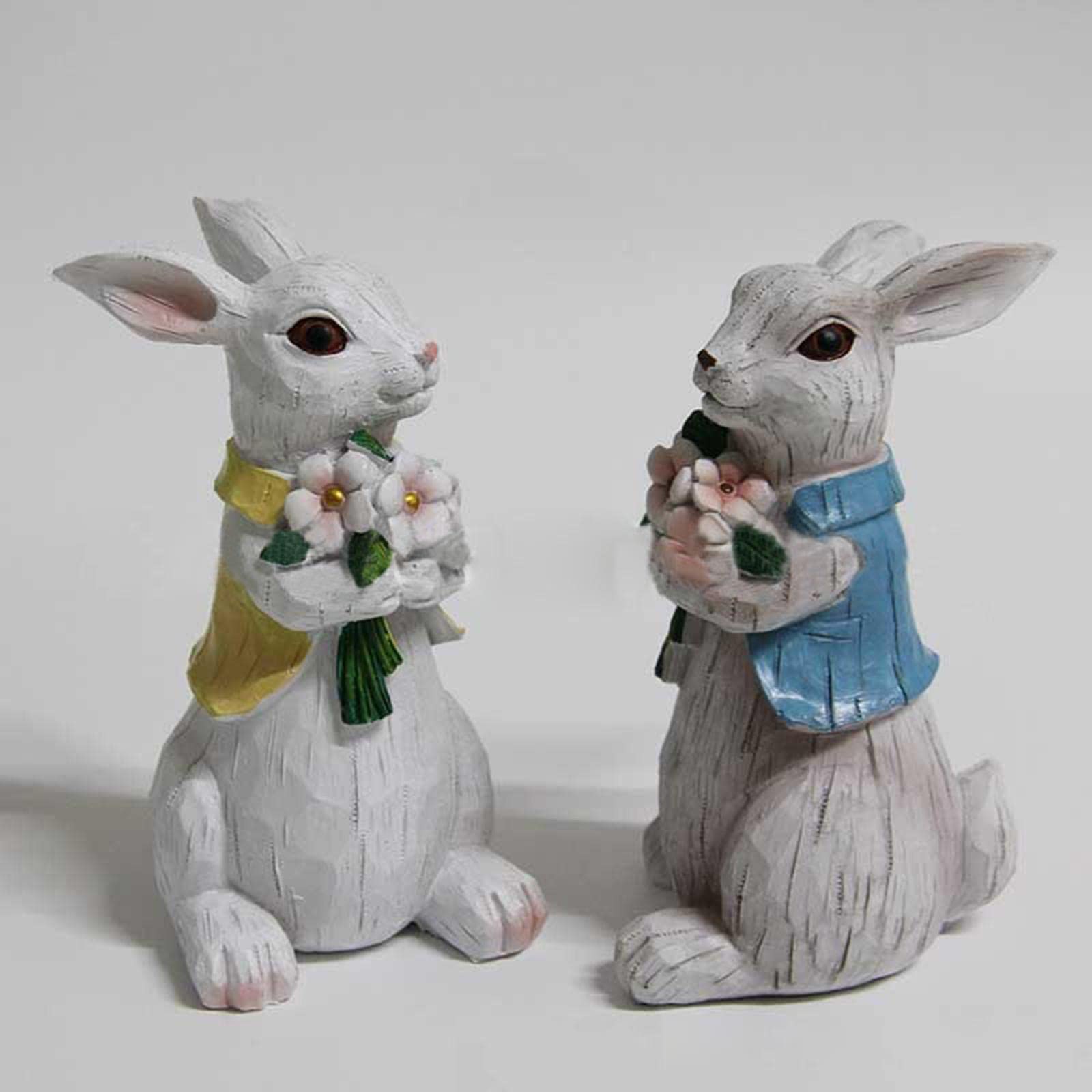 Decorazione Decorazioni Coniglietto in Resina da 5,5 Pollici Figurine di Pasqua Primaverili Ornamento da Tavolo for la Statua di Regali di Pasqua di Coniglio Carino