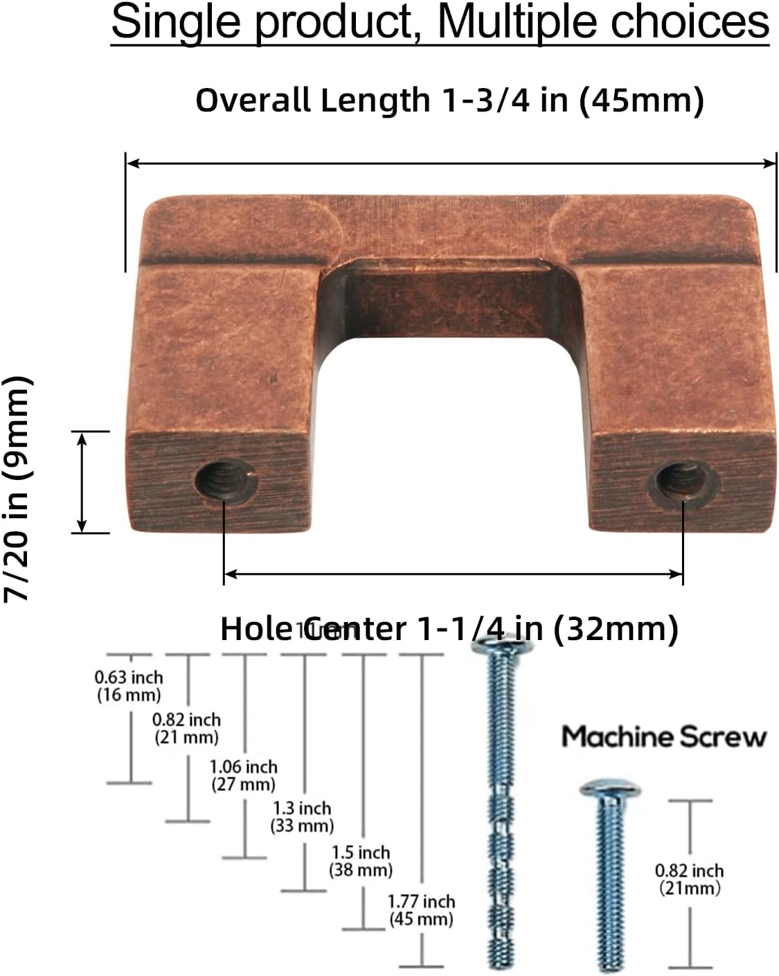 Goo-Ki 6-Park Antique Copper Drawer Handles 1-1/4 in (32mm) Hole Centers Straight Bar Pull,Antique Copper Solid Cabinet Pulls for Kitchen Cabinets and Dresser Drawers 1816-AC-32