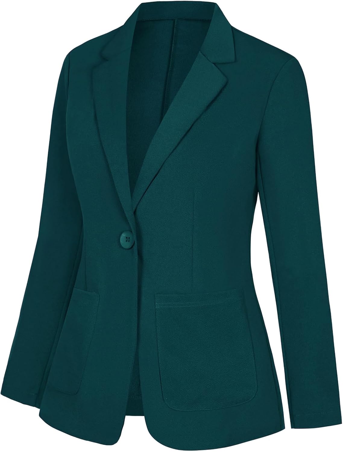 Women's Dark Green X-Large Blazer, Long Sleeve, Lightweight, Button Front, Notch Lapel, Casual Work Office Suit Jacket with Pockets - Image 2
