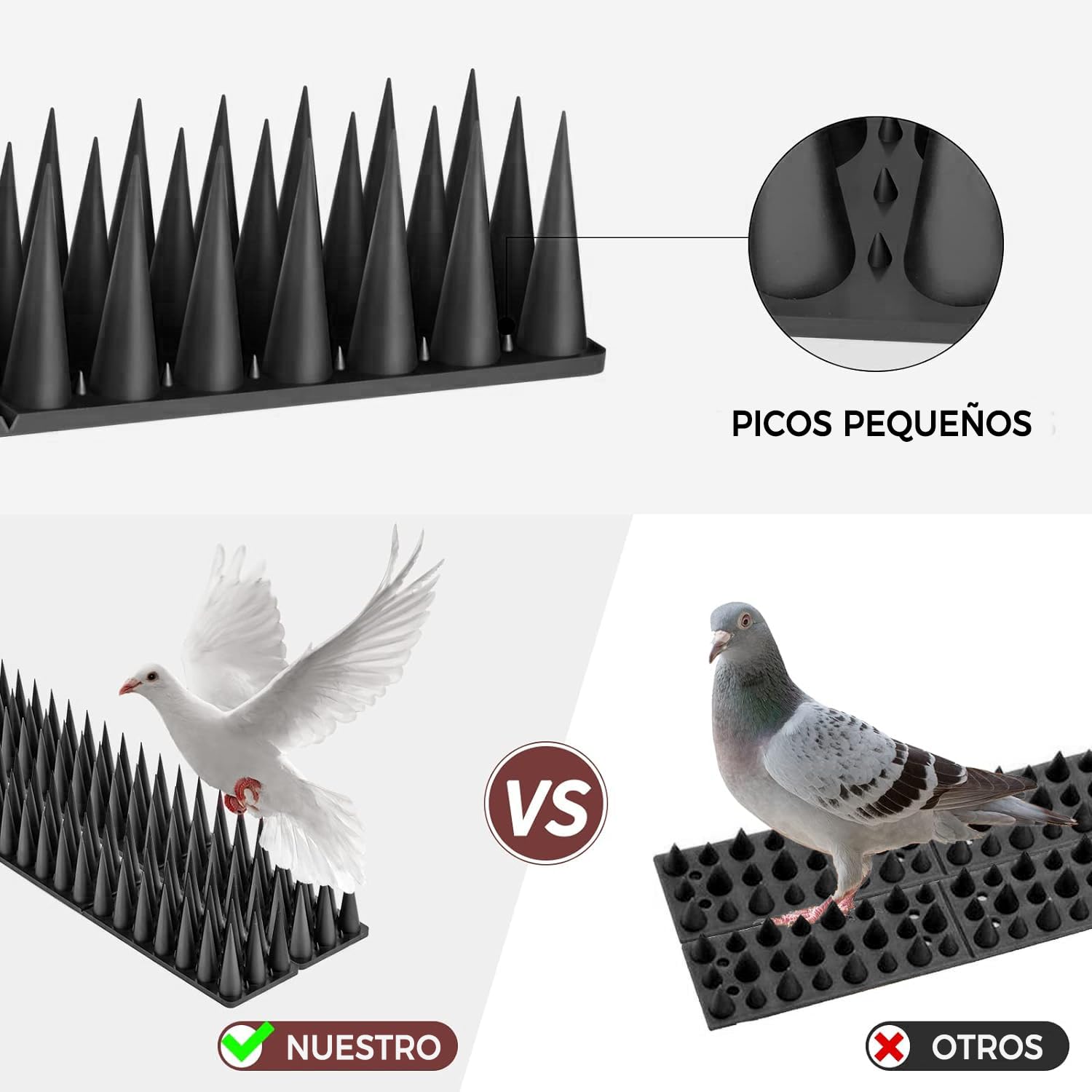 Pinchos Antipalomas 5.7 Metros, Pinchos Anti Gatos, Auyentador de Gatos Plástico, Ahuyentador Palomas, Ahuyentador Gatos para Balcon Terraza Ventana Cercas - 20 Pcs Negro