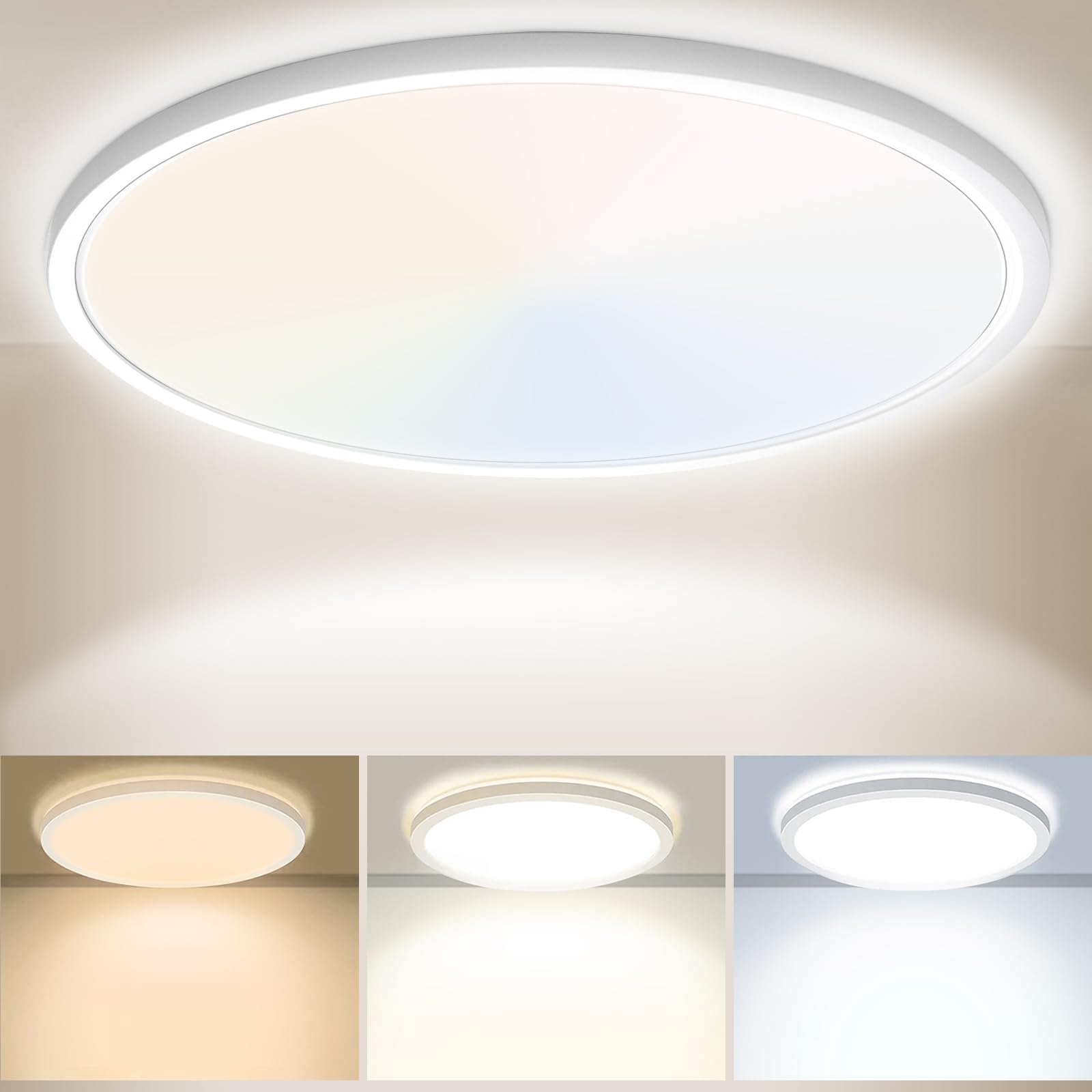 Yexati 30CM Bathroom Light 24W 3200LM 6000K/4000K/3000K IP54 Waterproof Ultra Thin Bathroom ...