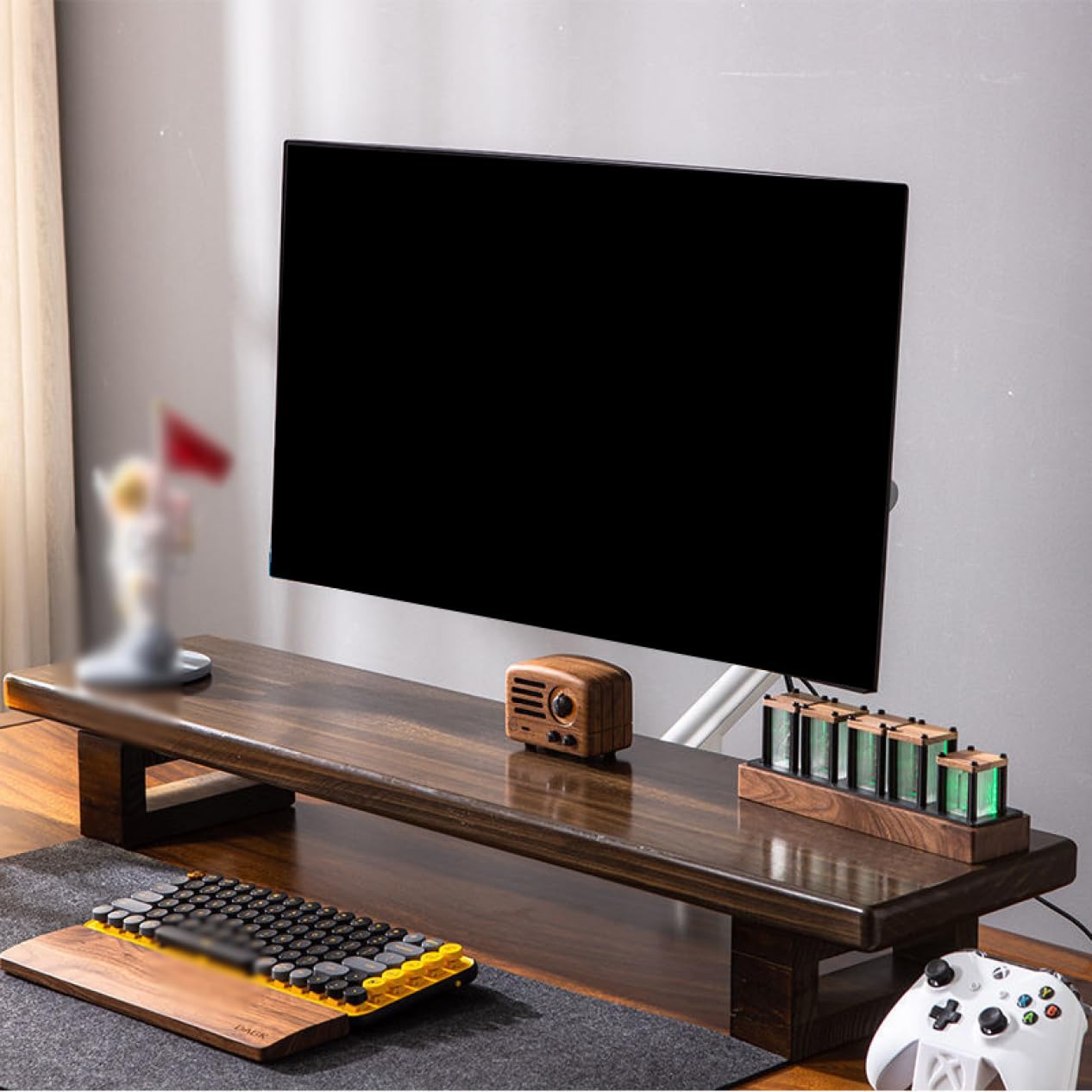 Amazon.co.jp: MJKQ9 モニター台 机上台 ウォールナット色 木製 1段