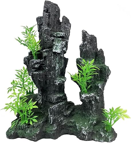 Miniatura 7 de Decoración de acuario grande y alta, decoración de pecera para acuario, vista de montaña, adorno de acuario, cueva de casa de árbol para tanque