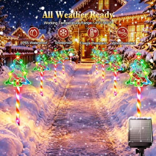 Garpar Christmas Outdoor Decorations 130LED Solar Pathway Tree Stake Lights - image 6