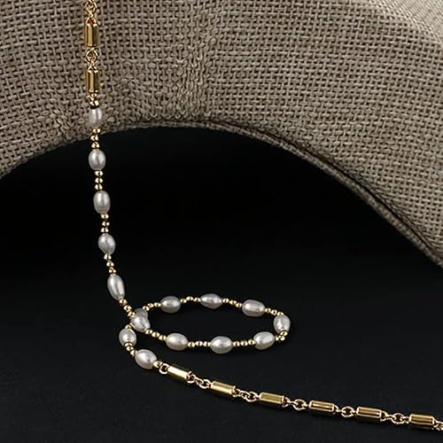 18K Gold Freshwater Pearl Choker Necklace For Women,Tiny Cultured White Pearl Beaded Chain Necklace,Fashion Pearl Jewelry Gift For Her (Style 2, 18K Gold) #TOP4