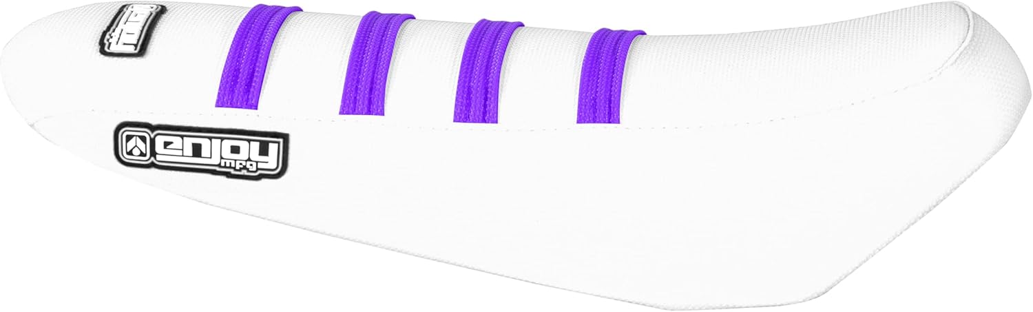 Enjoy Mfg Seat Cover - Compatible with 79BIKE-Falcon Pro Electric Dirt Bike- #349 (All White with Purple Ribs)