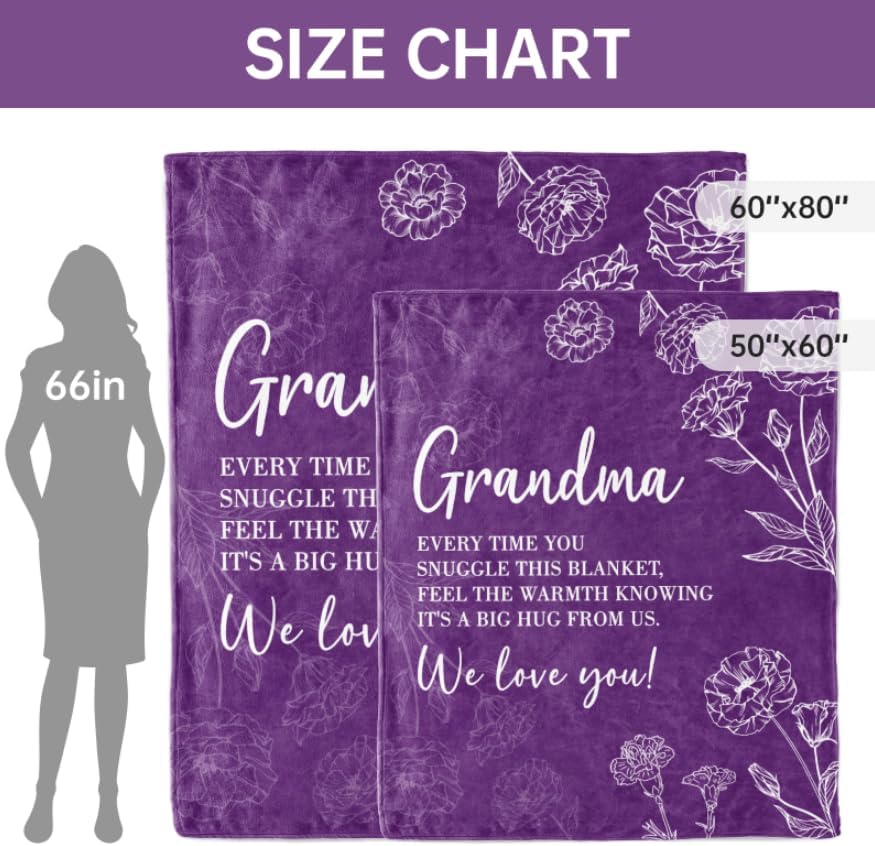 Grandma Gifts, Birthday Valentines Day Gifts for Grandma from Grandkids, to My Grandmother Soft Throw Blanket 60" x 80", Purple - Image 6