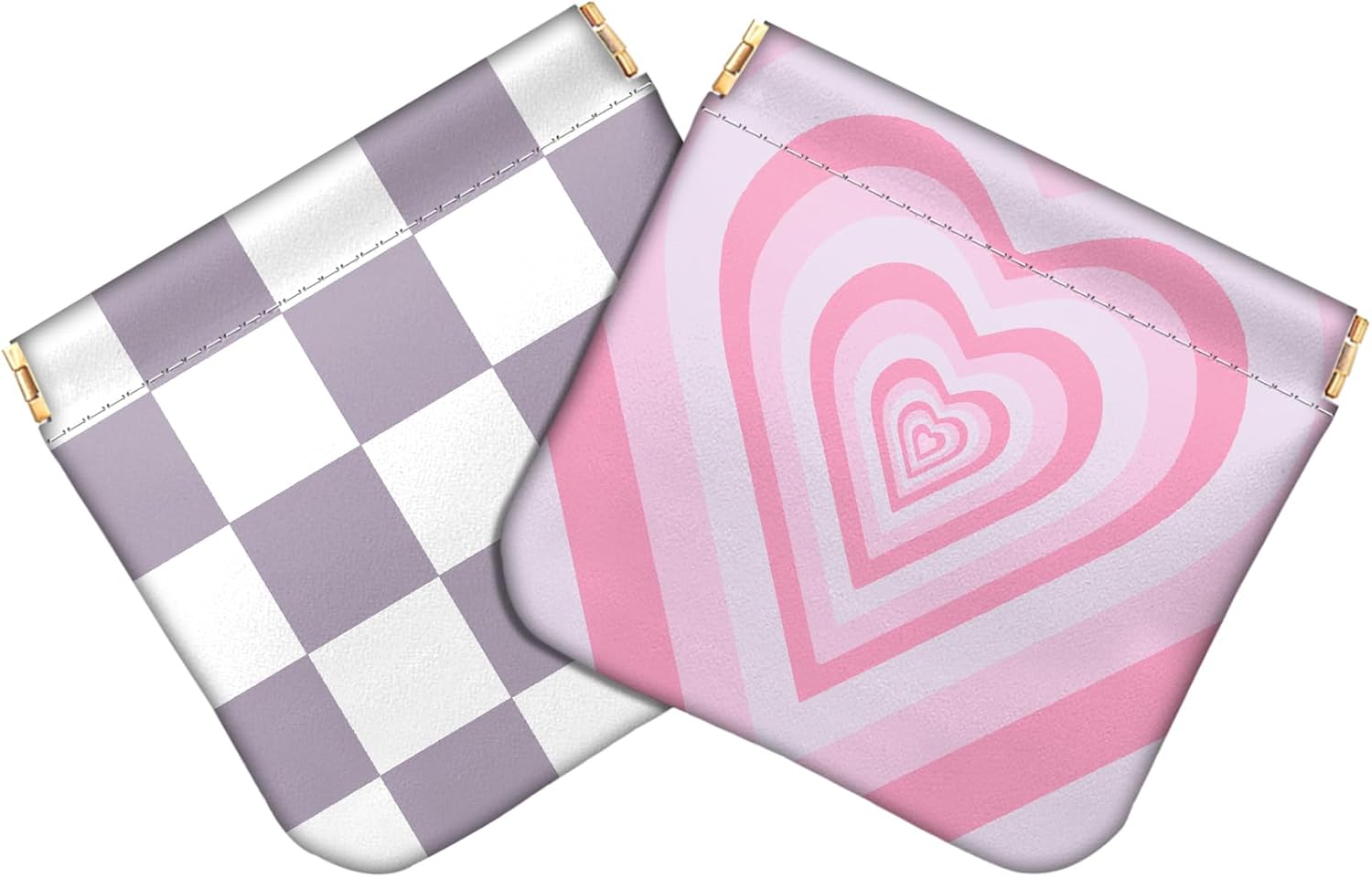 2 PCS Coin Purse Pouch Squeeze Soft Leather PU Mini Wallet Small Change Holder Cute Aesthetic for Women Girls Men
