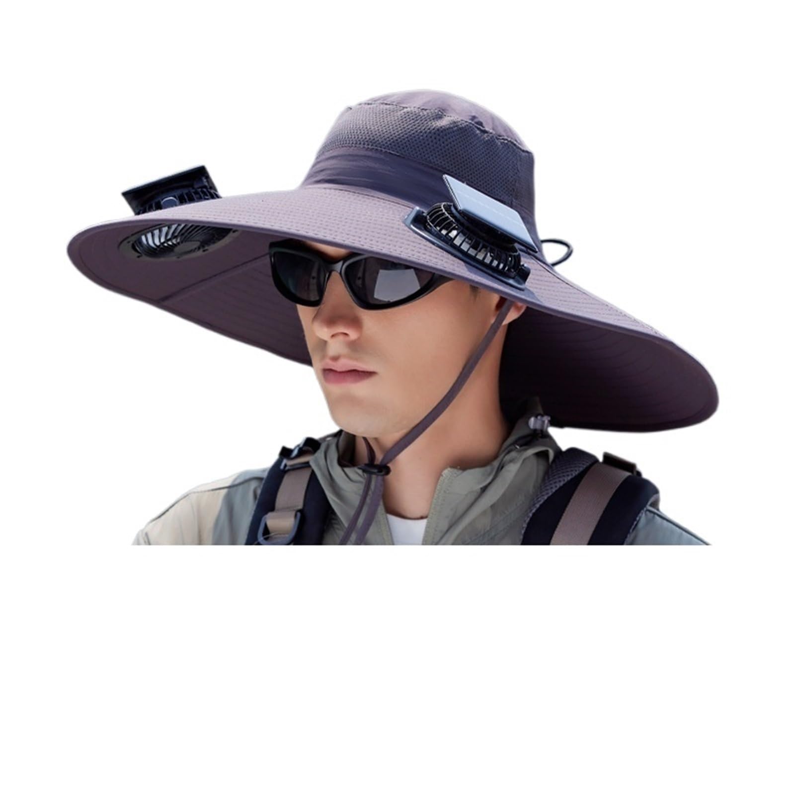 ERHTGUO Summer Solar Powered Dual Fan Hat For Outdoor Hiking, Fishing,sunshade, Large Eave Quick Drying Waterproof Fisherman(Color 5)