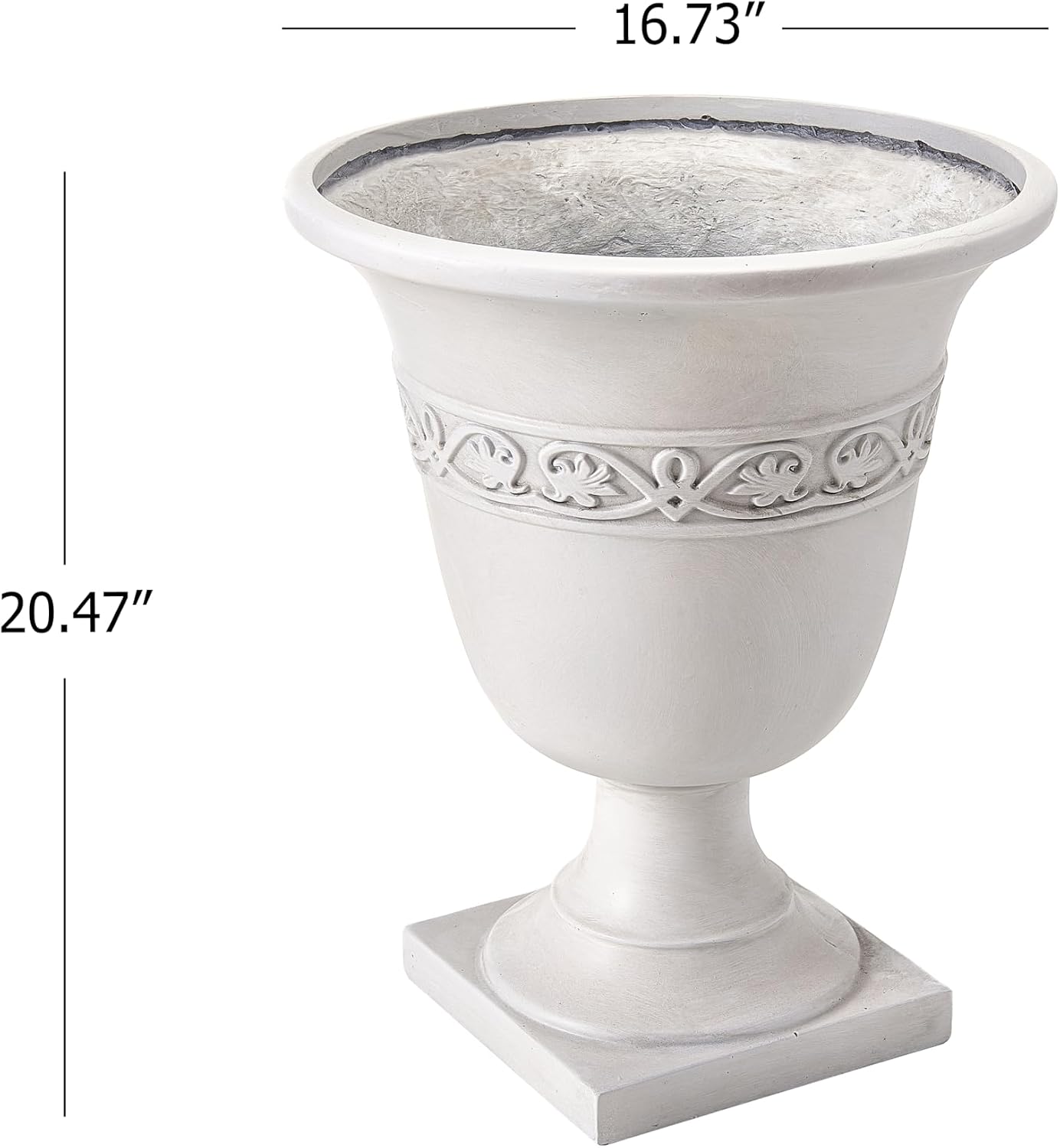 Christopher Knight Home Sical Round Concrete Planter, Garden Flower Pot with Drainage Hole, MGO Patio Urn Planter for Outdoor Plants, Outdoor Planter Box, No Assembly, Antique White