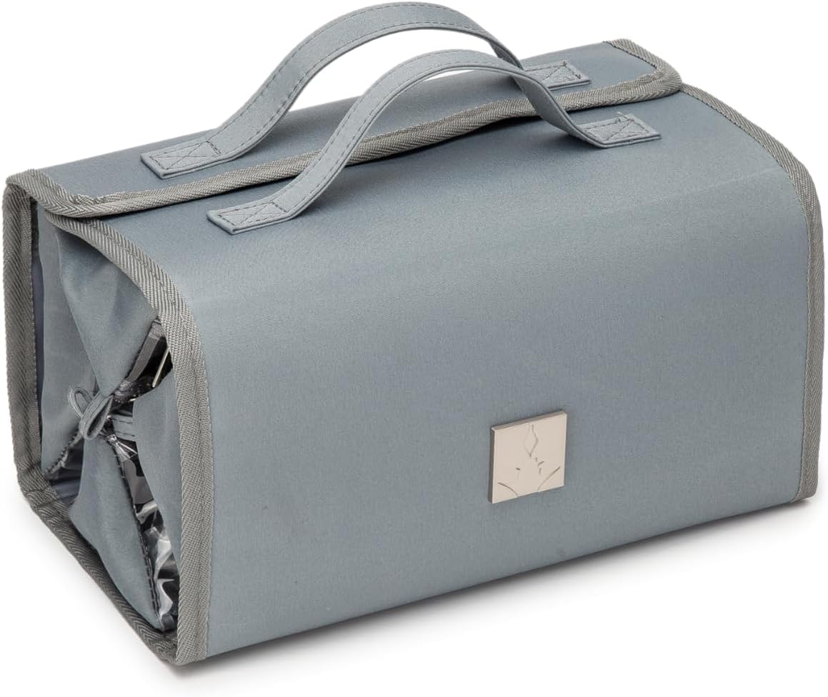 ROYALFAIR Roll Up Makeup Bag, Travel Toiletry Bag for Women with 4 Clear TSA Approved Pouches, Hanging Travel Organizer, Folding Cosmetic Bag for Men and Women