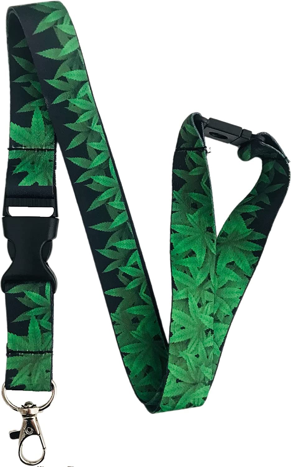 Marijuana / Weed Printed Neck Lanyard With Safety Breakaway & Detachable Buckle Clip