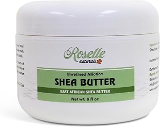 Roselle Naturals African Shea Butter - All Natural Nilotica Shea Butter Raw Organic, Unrefined Pure and Creamy White Shea Nilotica for Skin, Face, Hair and Body, 8 oz