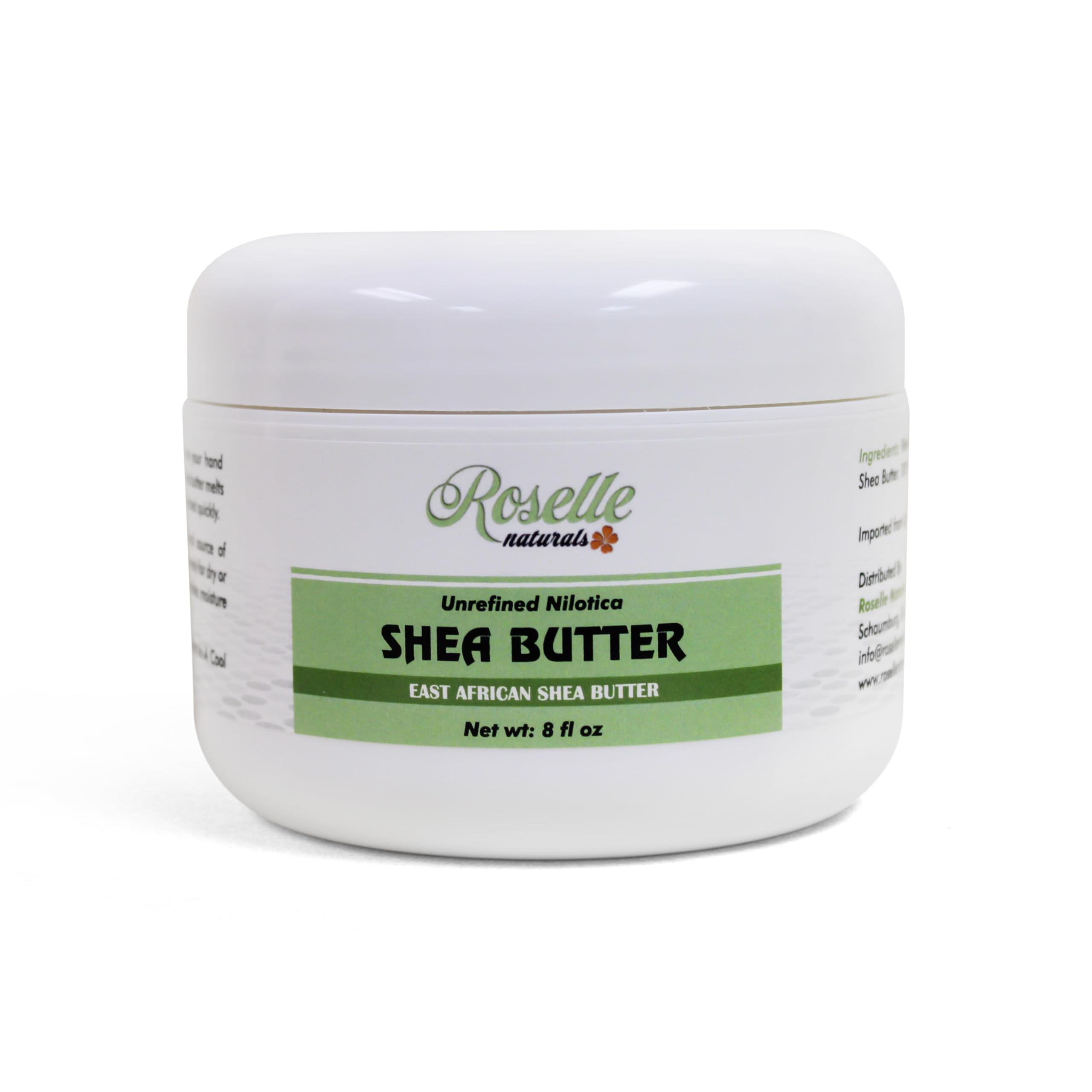 Roselle Naturals African Shea Butter - All Natural Nilotica Shea Butter Raw Organic, Unrefined Pure and Creamy White Shea Nilotica for Skin, Face,
