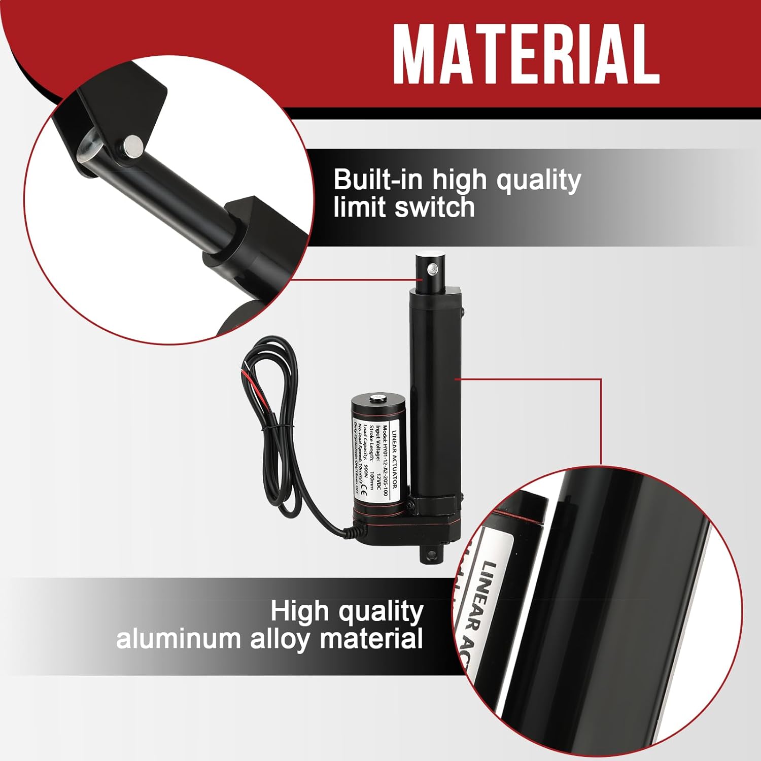 MYFULLY 12V Linear Actuator | 4" Stroke 202lbs/900N Load Heavy Duty Electric Actuator with Mounting Brackets for Solar Tracker, RV, Recliner, TV Lift, Auto Door Opener (4"/100MM Stroke Length)