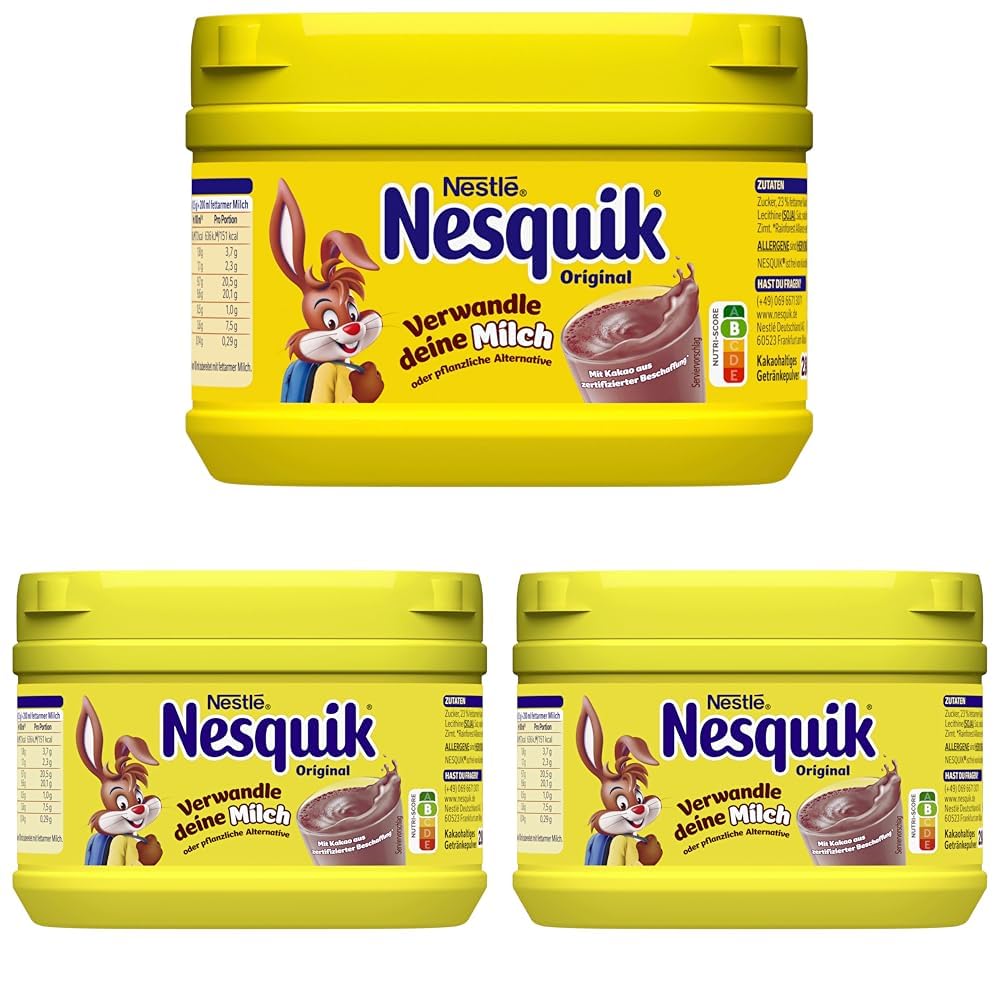 Nestlé Nesquik Original kakaohaltiges Getränkepulver, ideal für Milchshakes & heiße Getränke, 3er Pack (1 x 280g)