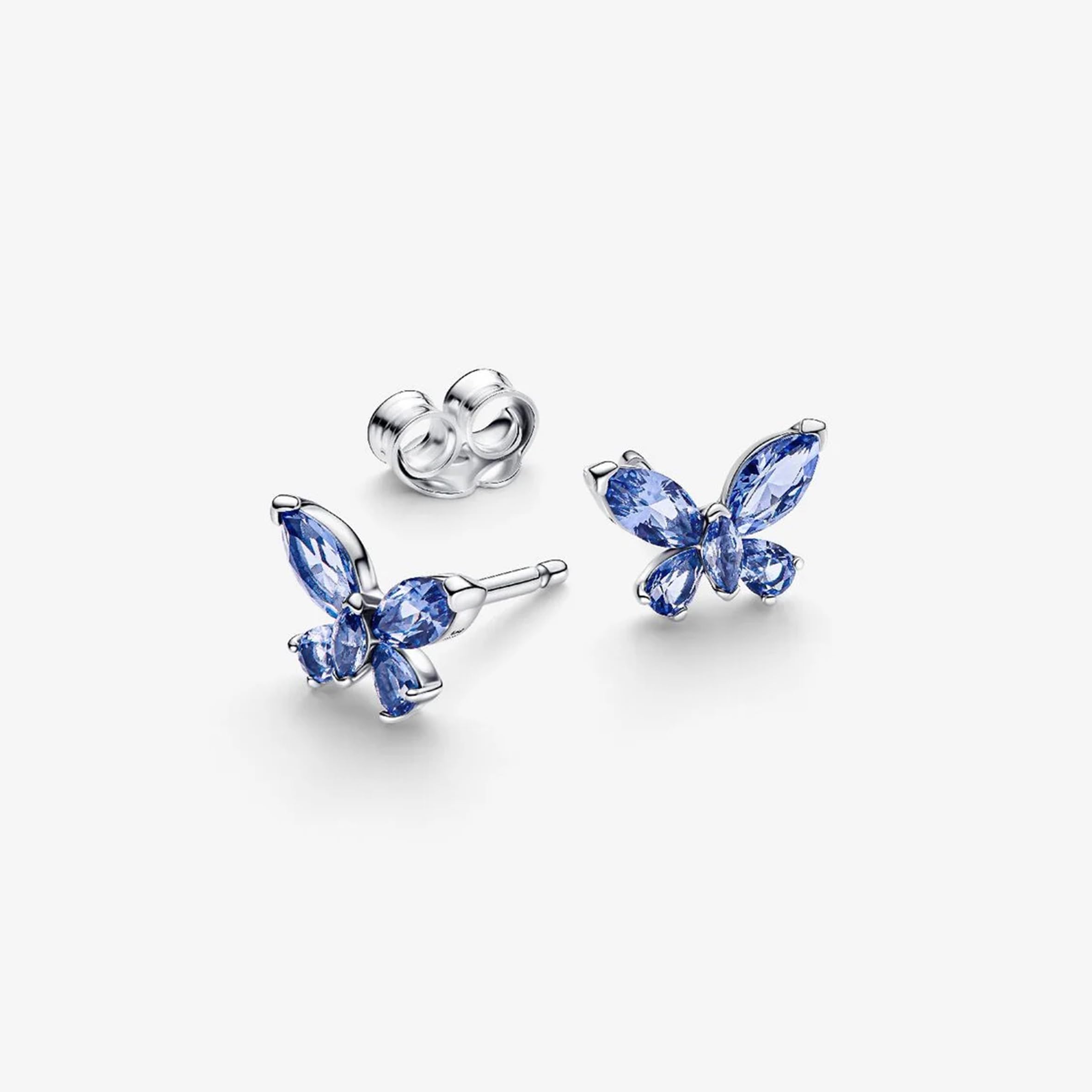 Image secondaire de Boucles d'oreilles papillon en argent sterling avec cristal bleu - PANDORA