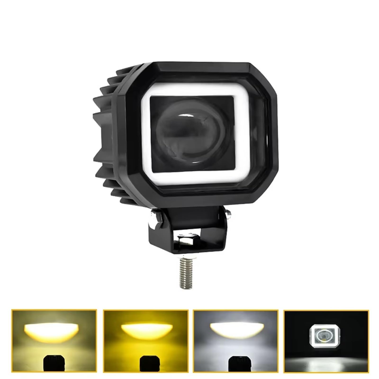Moto Sostituisce Faro Per Jeep ATV SUV Camion LED Luce Di Lavoro Angel Eye Fendinebbia Guida DRL Faretto LED Rotondo Fuoristrada 4'' 40W Faro Per Moto(Square 1piece)
