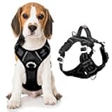BARKBAY Dog Harness No Pull with ID Tag Pocket - Heavy Duty, Reflective, Easy Control for Large Dogs(Black,M)