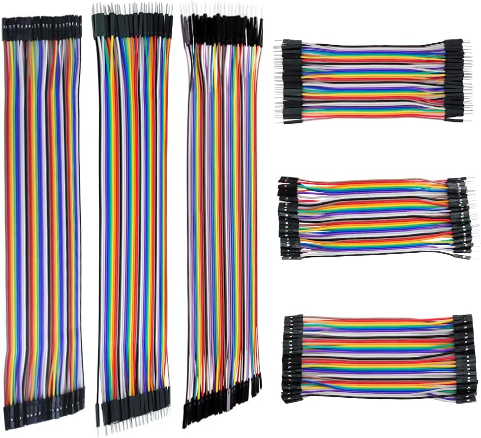 240pcs Multicolored Jumper Ribbon Cables 20cm 10cm Breadboard Prototyping Wires 40pin M-M, 40pin M-F, 40pin F-F Jumper Wire Kit for Arduino DIY Project (8" and 4")