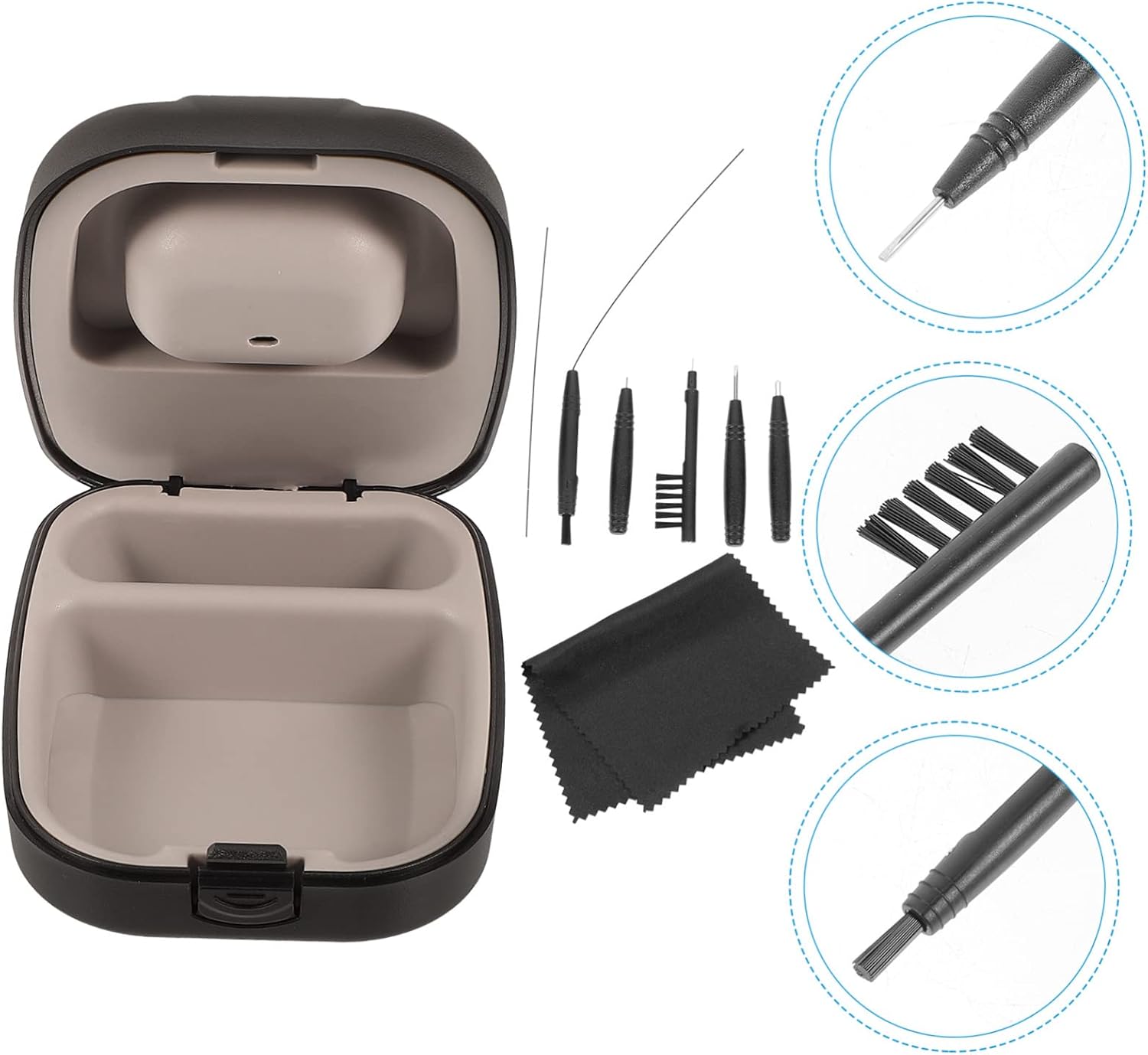 Mikinona Hearing Aid Cleaning Kit Portable Tool Set for Daily Maintenance Includes Hearing Aid Cleaning Brush Earwax Removal Tools Durable and Reusable Accessories for