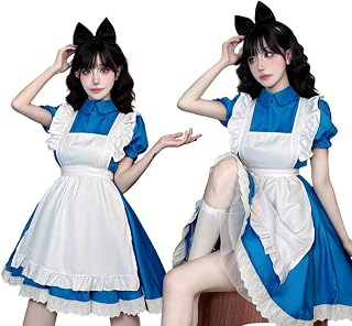[ＳＹＥＯＪＥ] ハロウィン アリス 衣装 コスプレ かわいい 大人 アリスコス コスチューム レディース ハロウィン コス 仮装 リス 3点セット 大人用 青 白 S-XL