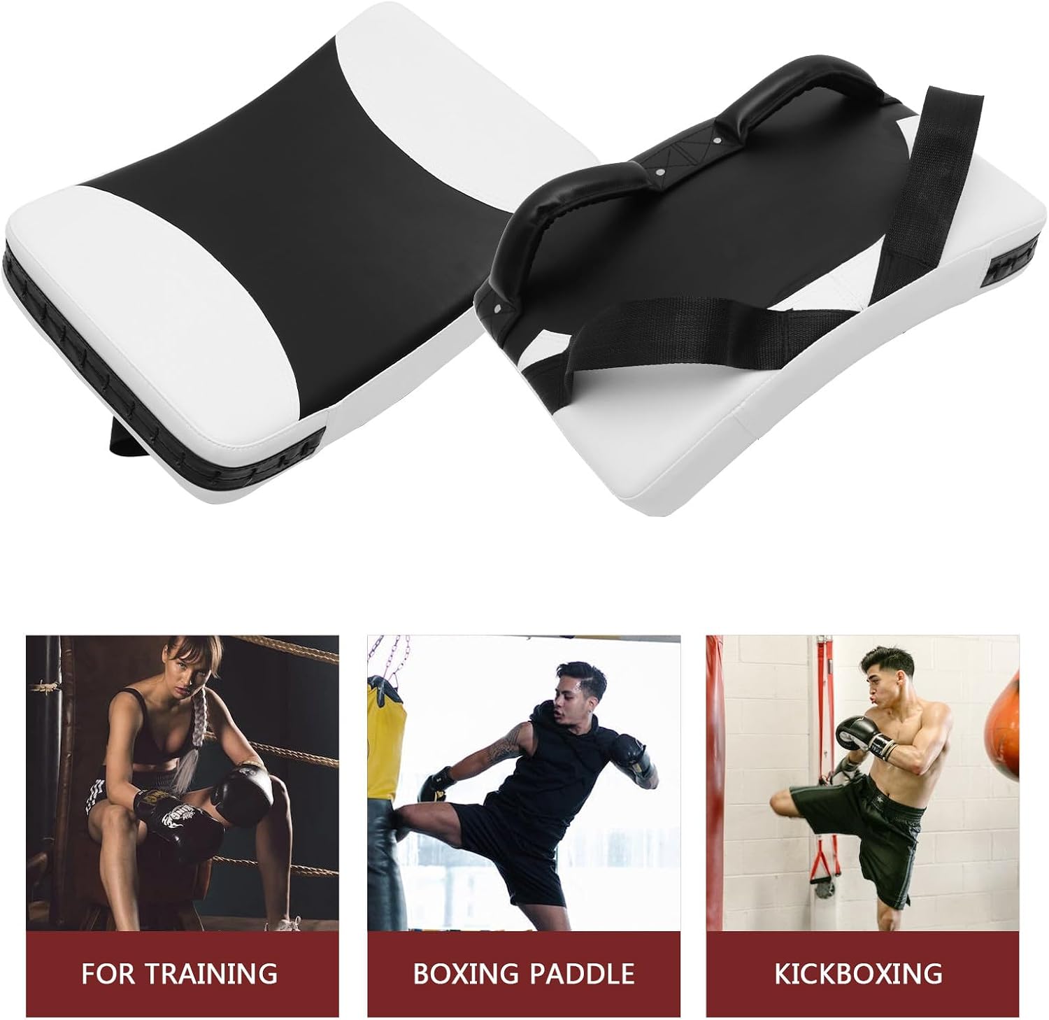 Taekwondo Kicking Pad and Punching Board Large Black White Curved Target Paddle Martial Arts Kick Guard Practice Equipment for Sparring and Karate Practice
