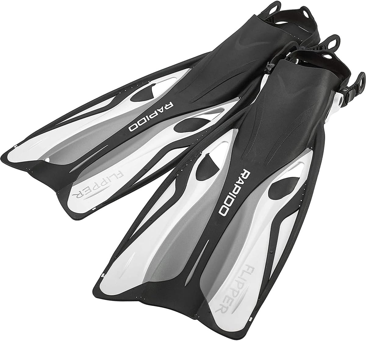 Rapido Boutique Collection Flipper Open Heel Adjustable Snorkel Fin with Snorkeling Gear Carry Bag, Easy Packing and Traveling Snorkeling Swim Fins for Men and Women