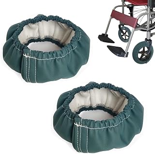 Wheelchair Covers for Wheelchair Caster Tyre 8’’, to Protect Wheels Tires Floors Carpets, Prevents Slippage, Wheelchair Supplier, Wheelchair Replacement Equipment (Dark Green)