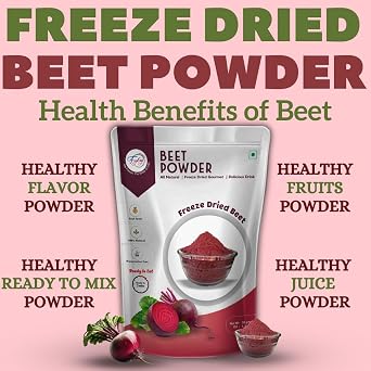 FZYEZY Natural Freeze Dried Beet Powder for Kids and Adults - 50gm | Travel Friendly Ready to eat Readymade Healthy Snacks
