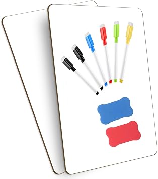XTAIQD 2 Pcs Mini Whiteboards,Small Whiteboard,A4 Portable Small Double-Sided Dry Erase White Board 9x12 Inch with 6 Pens and 2 Erasers for Classroom Home Office