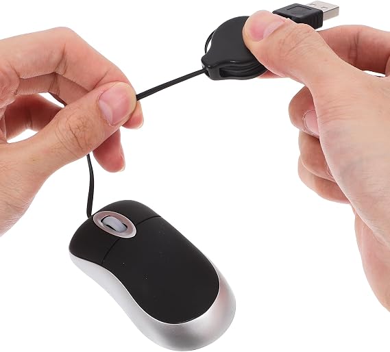 jojofuny Mini USB Wired Mouse 2-Pack Compact Portable Optical Mouse with 1000 Dpi Retractable Cable Ambidextrous Design for Laptop and Desktop Office Home Use