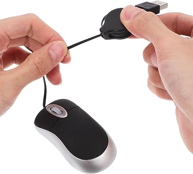 jojofuny Mini USB Wired Mouse 2-Pack Compact Portable Optical Mouse with 1000 Dpi Retractable Cable Ambidextrous Design for Laptop and Desktop Office Home Use