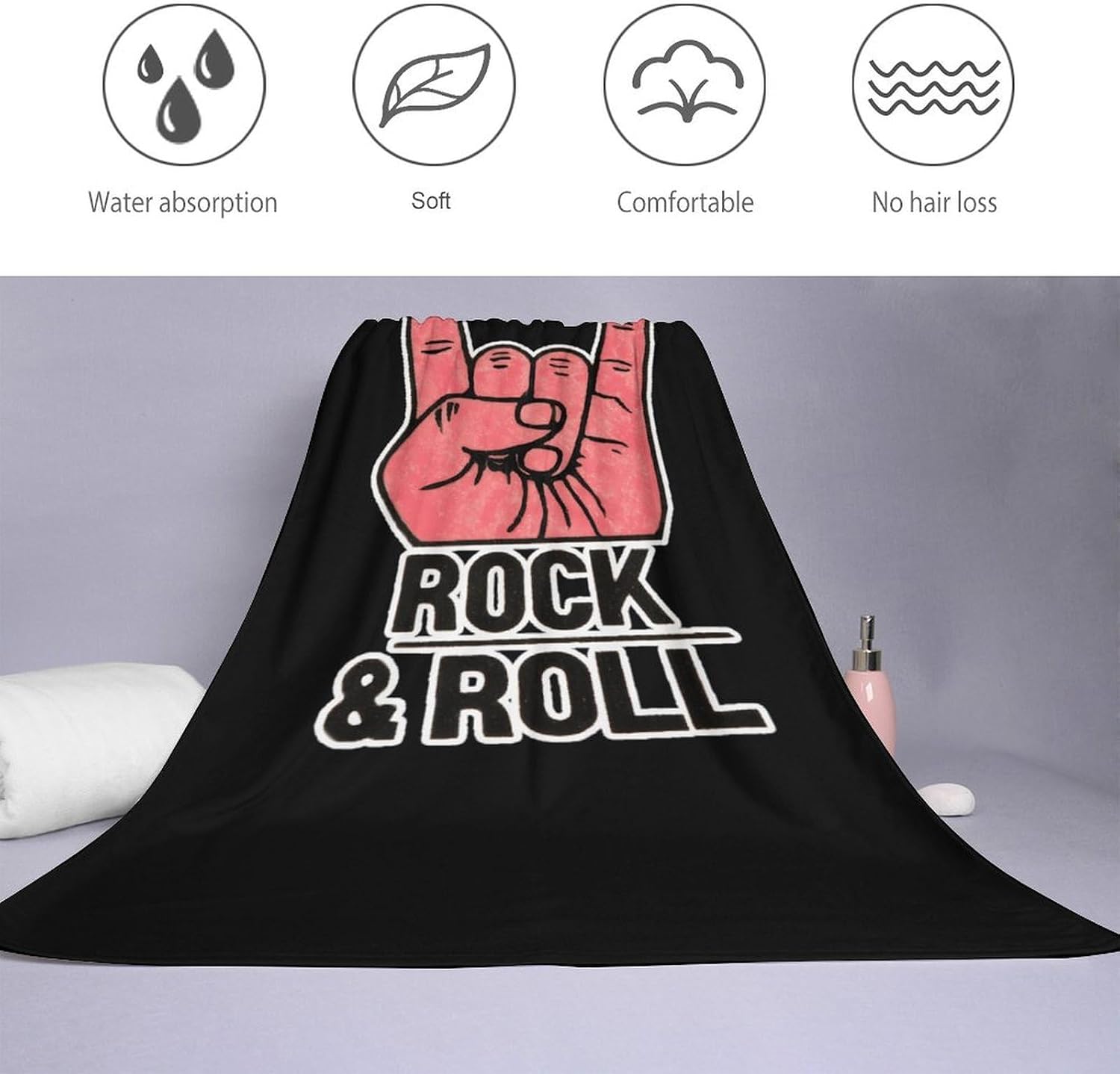Rock and Roll Finger Bath Towel Lightweight Beach Blanket | swimming towels,travel,polyester,absorbent,spa