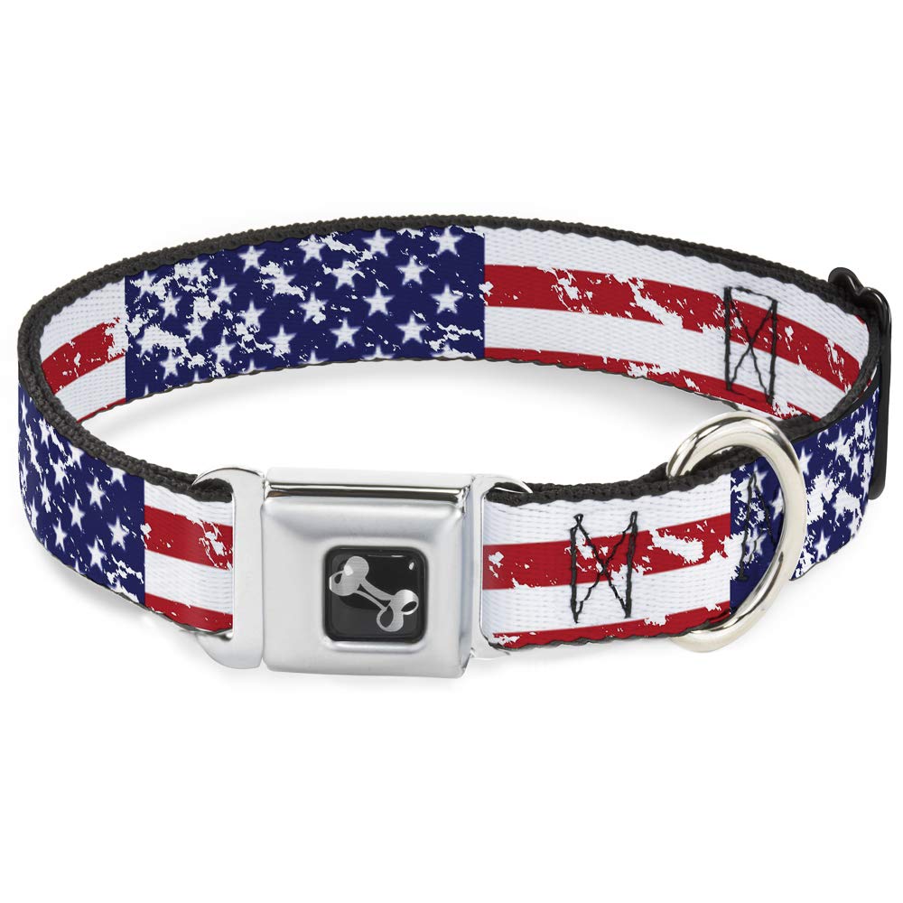 Collier de Chien Boucle Ceinture Sécurité Stretch Vintage - Accessoire Motif Drapeau US