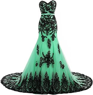Long Mermaid Black Lace Vintage Gothic Prom Dress Wedding Evening Gown