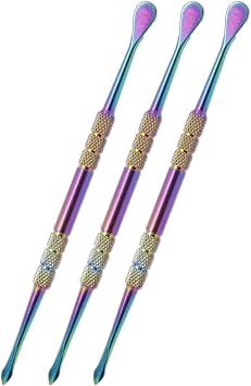Joyangy 3PCS Wax Carving Tools, Stainless Steel Double-Headed Sculpting Kit, 4.6" Wax Modeling Engraving Spoons for Clay Pottery Molding Shaping, Rainbow