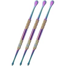 Joyangy 3PCS Wax Carving Tools, Stainless Steel Double-Headed Sculpting Kit, 4.6" Wax Modeling Engraving Spoons for Clay Pottery Molding Shaping, Rainbow